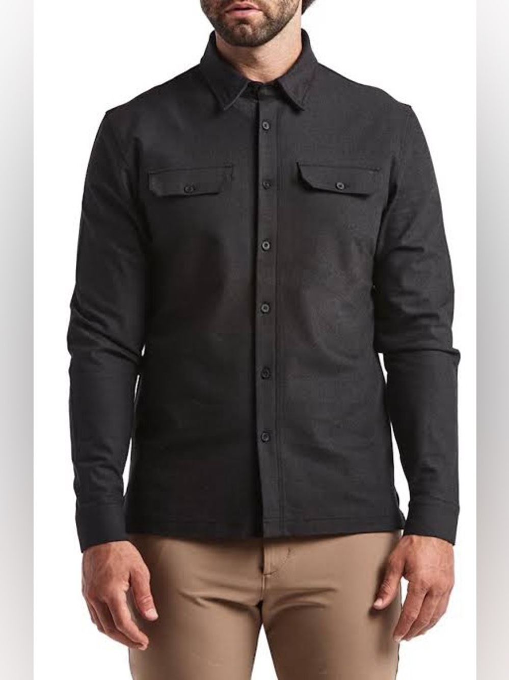 NEW Public Rec Stretch Thermal Button Down Shirt Heather Charcoal Mens XL
